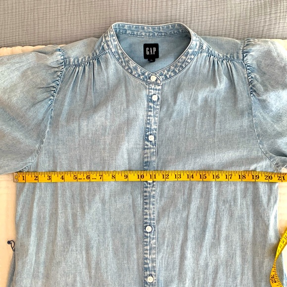 GAP Chambray Puff Sleeve Shirt Dress Large TALL - Picture 8 of 9